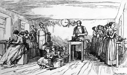 Schuhmacherei, Mitte des 19. Jahrhunderts